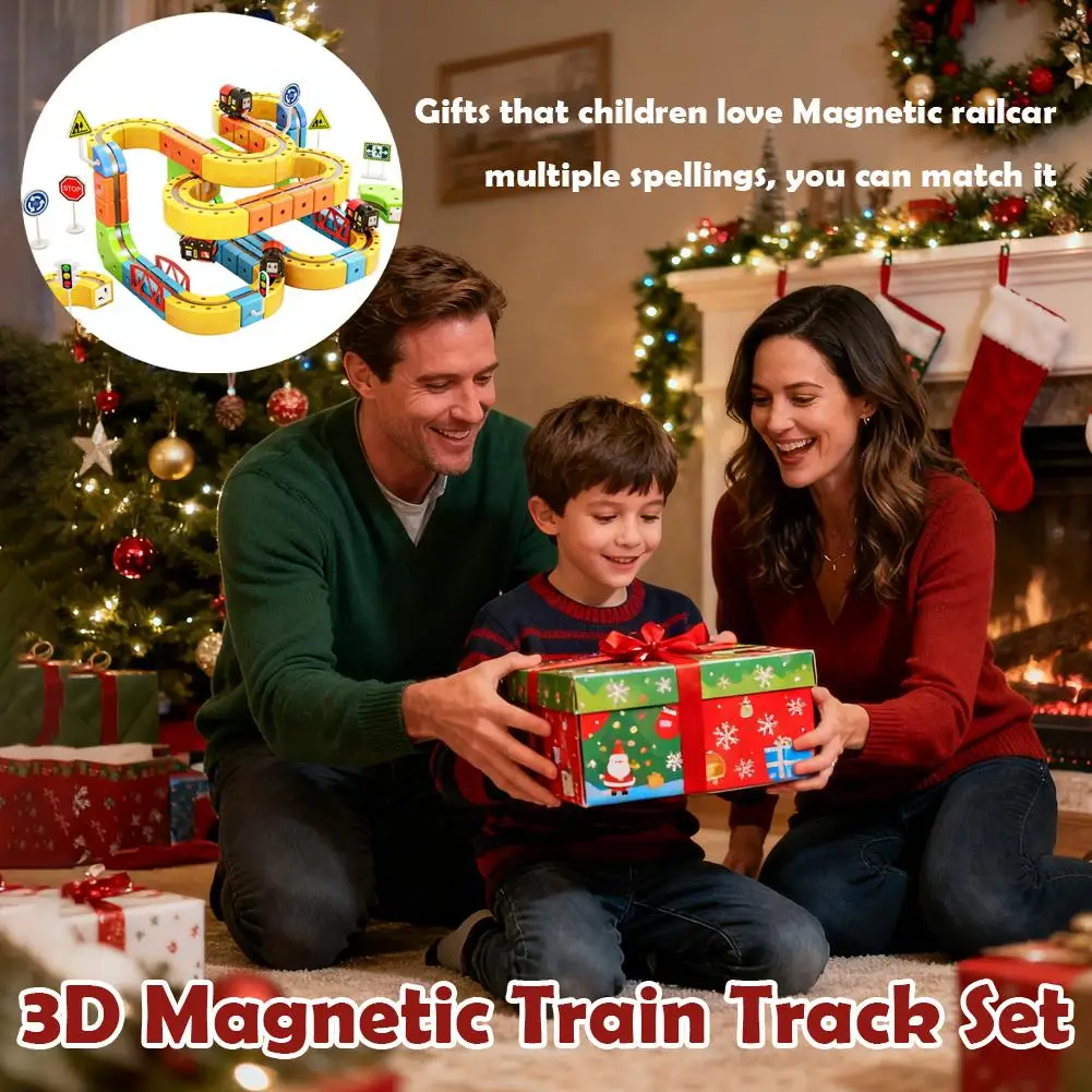 

3D Magnetic Train Track Set Electric Anti-Gravity Rail Car Toys No Derail Kids Building Block Vehicle Gift For Children Boy Girl