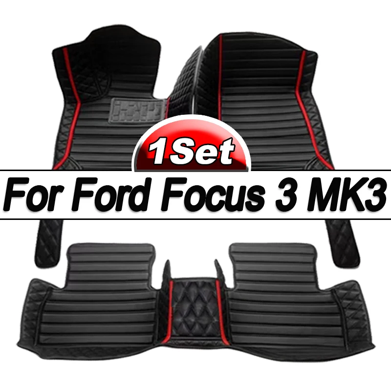 

Автомобильные коврики на заказ для Ford Focus 3 MK3 2014 2015 2016 2017, автомобильные роскошные кожаные коврики с полным покрытием для мужчин и женщин