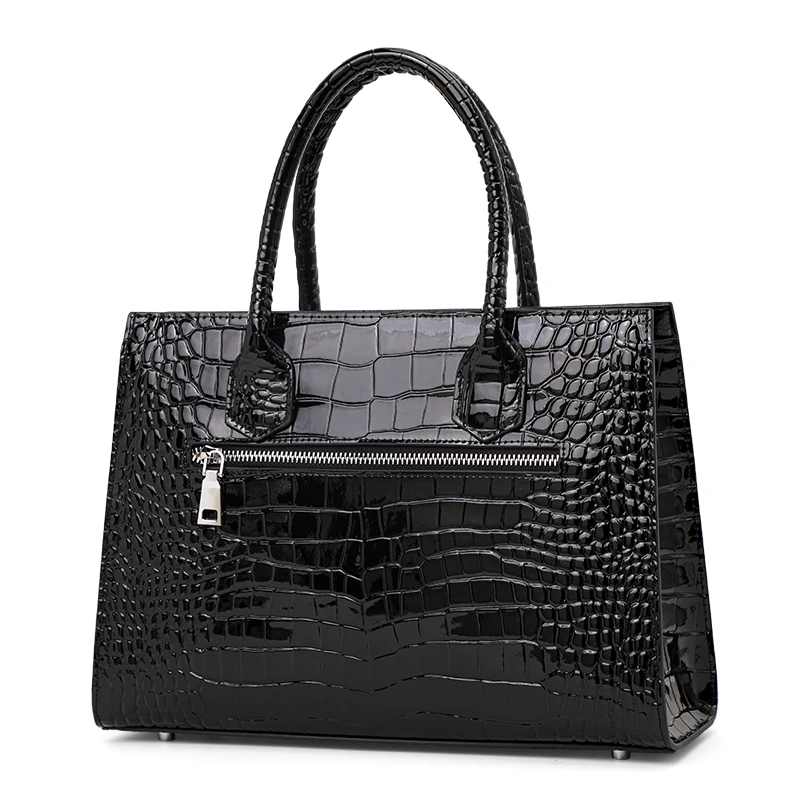 Aidrani Fashionable women\'s crocodile pattern handbag, made of cowhide material, large capacity