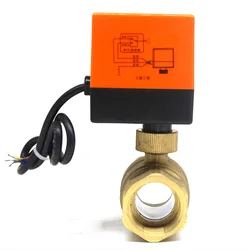 Válvula De Esfera De Bronze Elétrico, Válvula De Água, AC 220V, 2Way, 3 Fios, 2 Controle, Atuador Normalmente Fechado, DN15 DN20 DN25