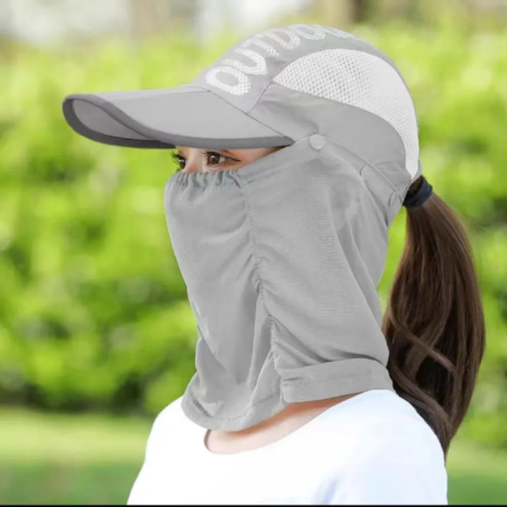 Protezione per il collo Protezione per il collo Berretto solare Protezione UV ad asciugatura rapida Protezione per il viso Cappello parasole antivento rimovibile Raccolta di tè