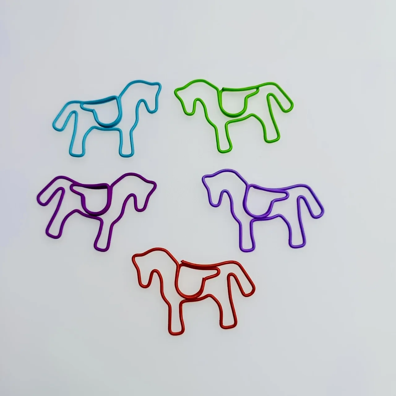 20 قطعة من مشابك الورق المعدنية بتصميم حصان ملون، مشابك إشارة مرجعية إبداعية على شكل حيوان للمعلمين واللوازم المدرسية المكتبية #1