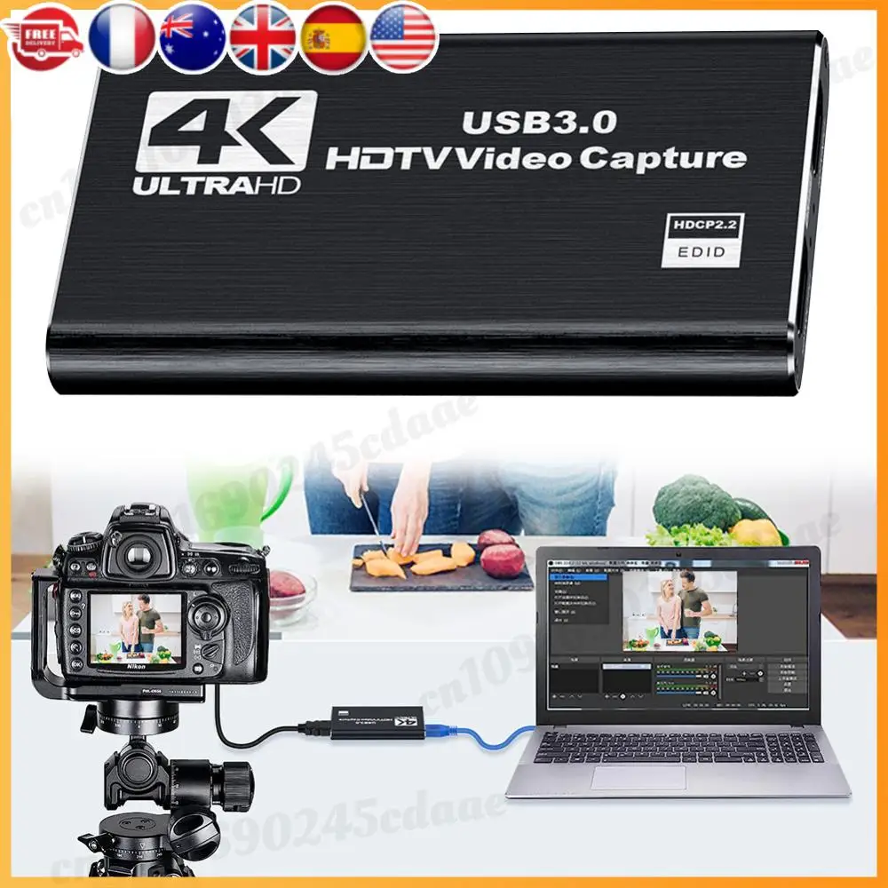 

USB 3.0 4K HDMI-Compatible Capture Card Game Capture Card Gaming Capture Card for Streaming Works for PS4/Camera/PC