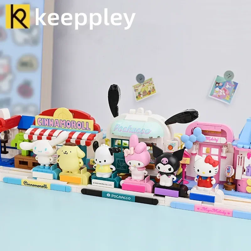 Genuine Keeppley building blocks Sanrio Street View Hello Kitty model my melody toy Kawaii model girl handmade ornaments