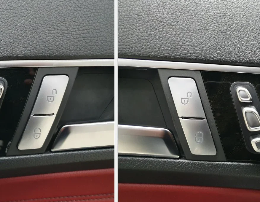 Door unlock and lock button stickers for Mercedes Benz old C-Class W204, old E-Class W212, etc