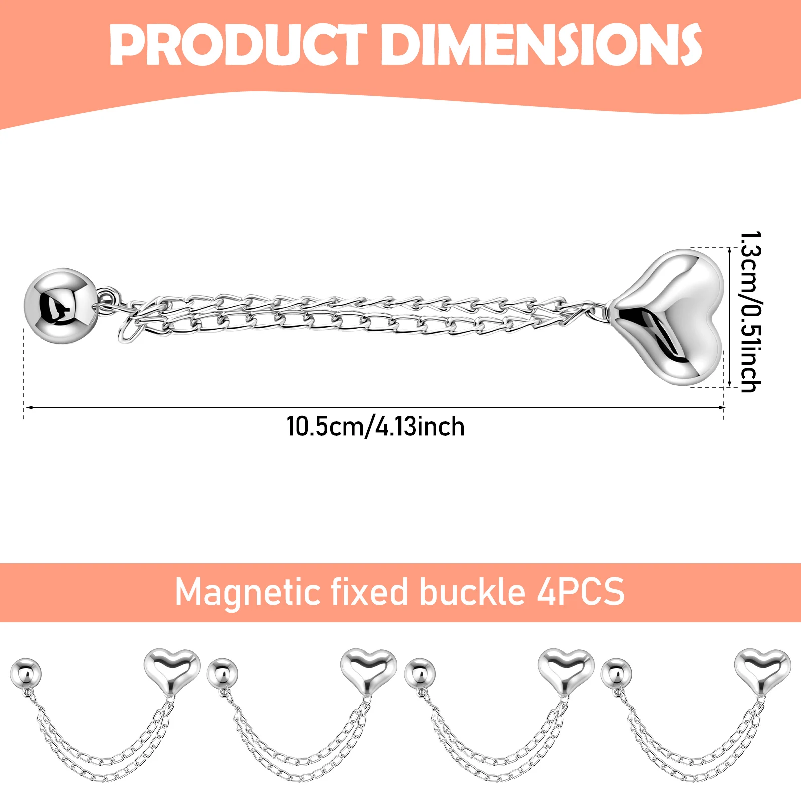 4 Pcs Bow/Heart Magnetic Clothing Clips Pinless Brooch Chain Magnetic Buttons Shawl Clips Decorative Magnet Fastener Button Pins