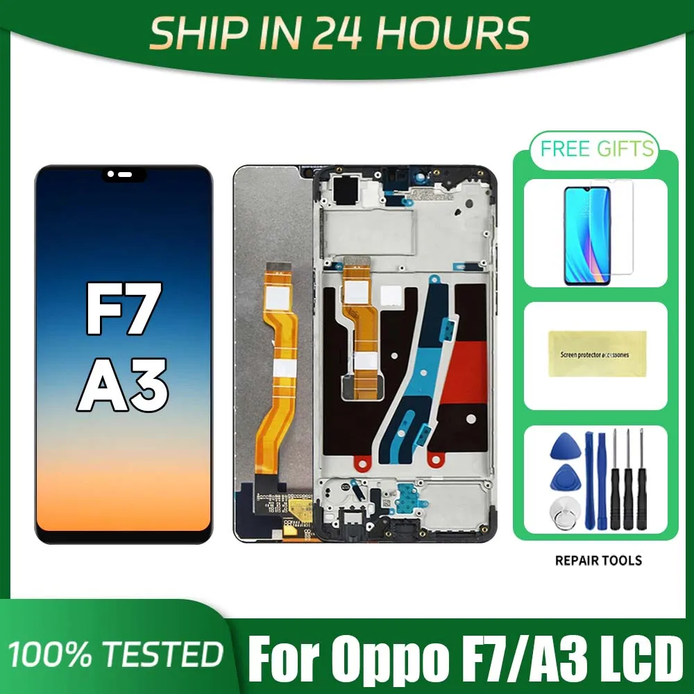 6.23'' For OPPO F7 LCD CPH1819 Display Touch Screen Digitizer Assembly Replacement For OPPO A3 PADM00 LCD With Frame