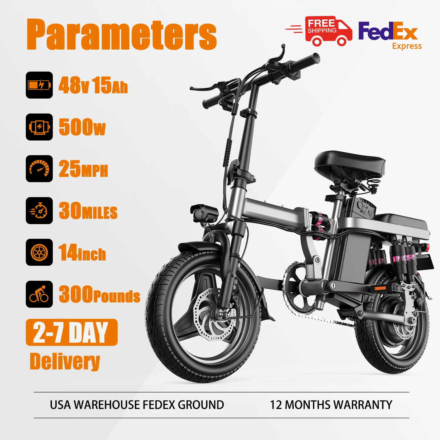 ASKGO Electric Bike for Adults,500W Folding Electric Bike, Up 25 MPH 30 Miles Range Electric Bicycle 14