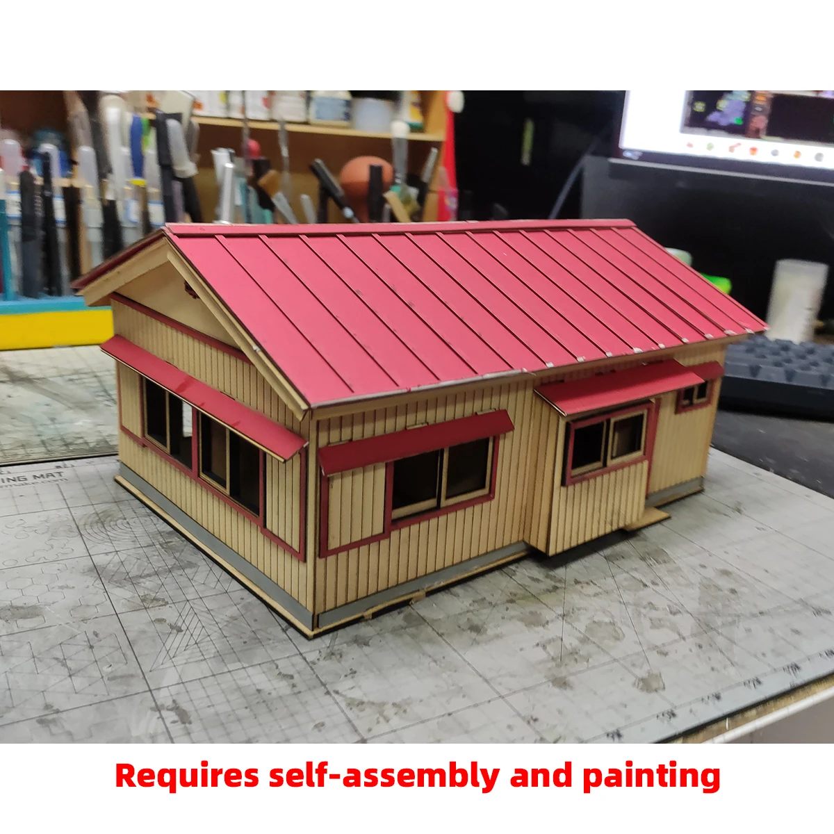 N HO Maßstab Modellbausatz Gebäude Haus Hütte Miniatur Diorama Modell-Eisenbahn-Layout Modell 1/35 1/48 1/64 1/72 1/87 1/150 – Detail 2