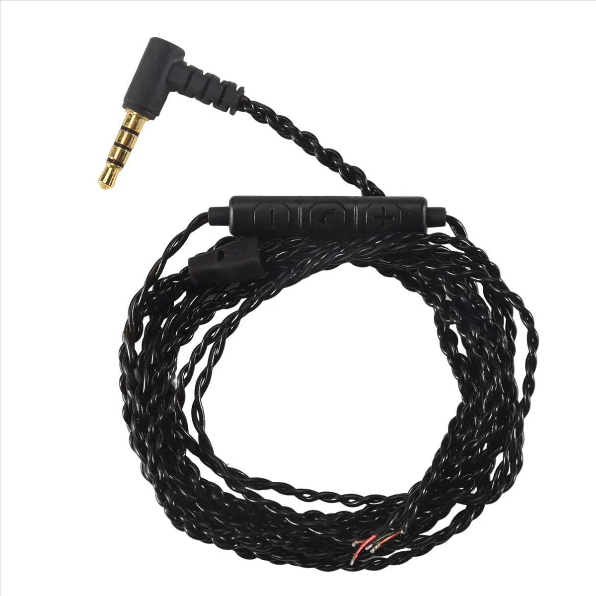 【POPULAR PICK】-Earphone Audio Cable Repair Replacement 3.5mm TRS Jack DIY Elbow Headphone 4 Copper Core Wire with Mic Volume Con