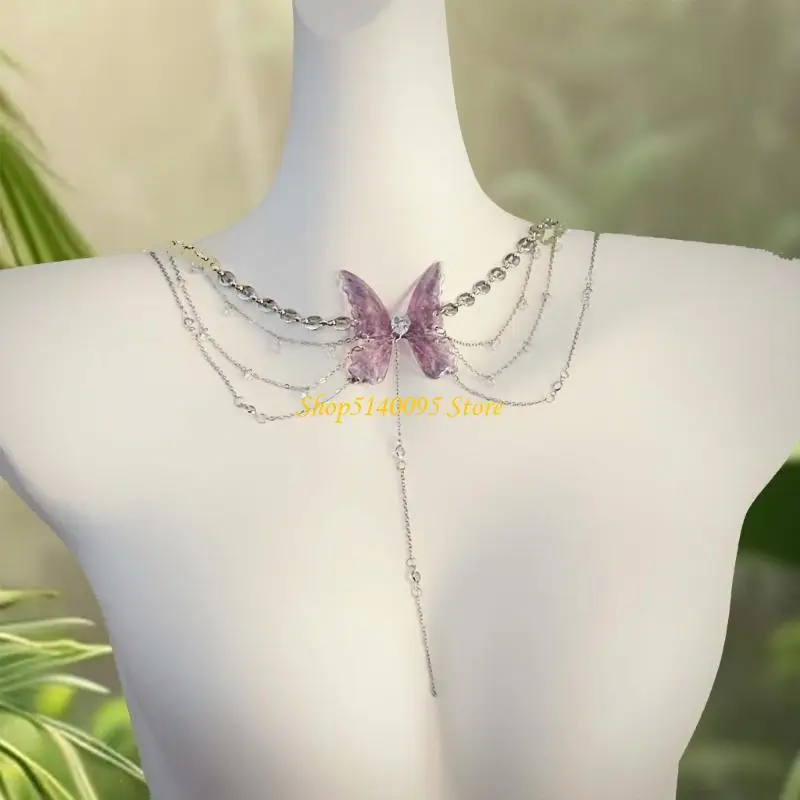 DXAE Butterfly CHELIST CHAIN JOLLEDRIALY مجوهرات أنيقة للنساء مجوهرات