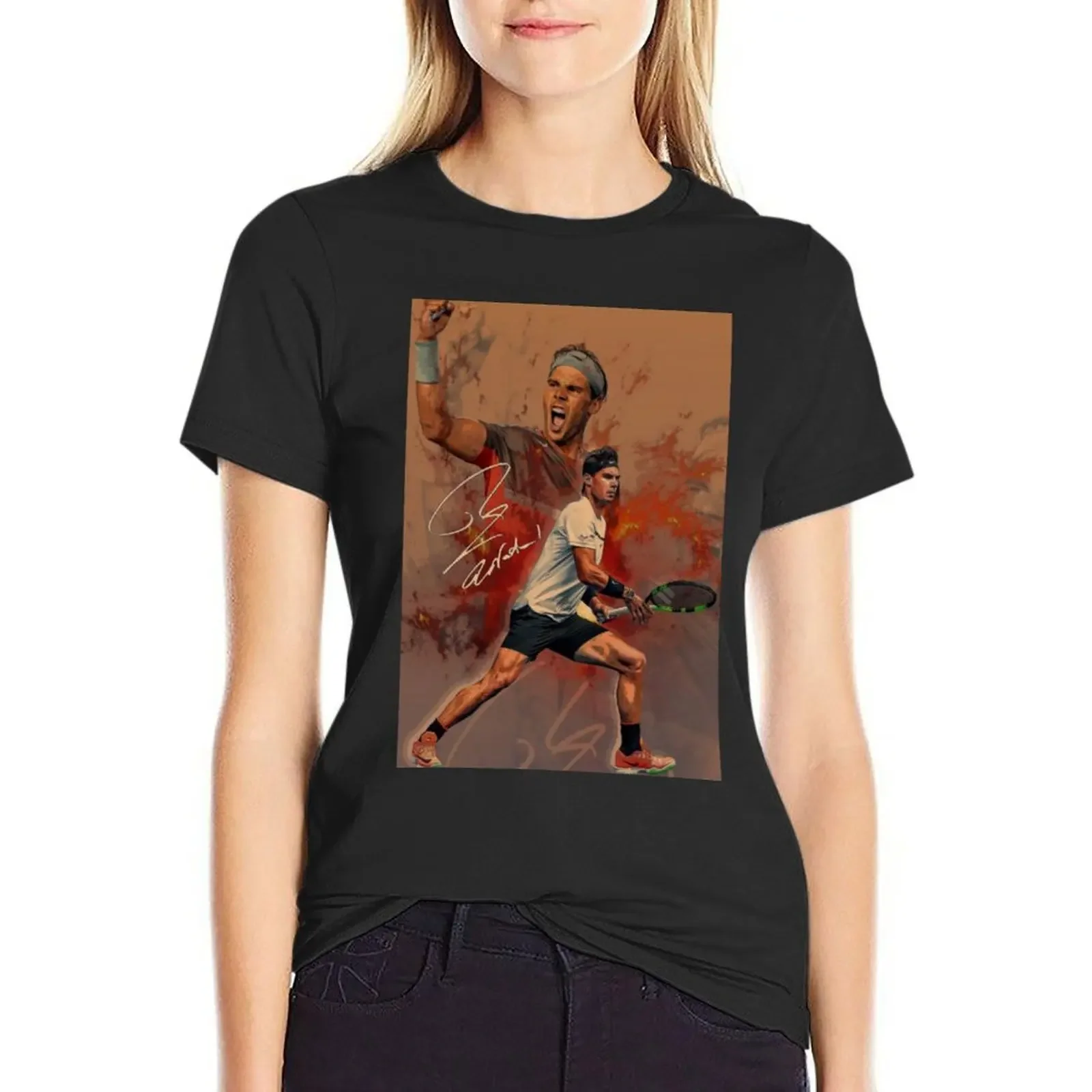 

rafael nadal T-Shirt Aesthetic clothing shirts graphic tees tops white t-shirts for Women