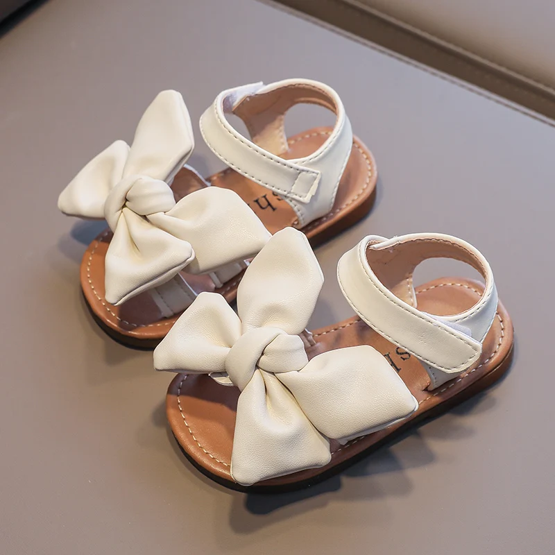 Novo crianças borboleta bowknot princesa sandálias crianças branco preto sapatos de couro festa de casamento do bebê meninas dança desempenho apartamentos