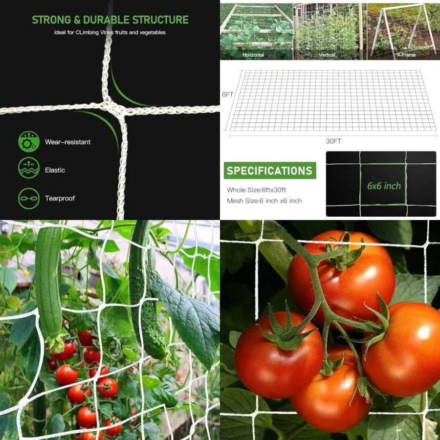 

Trellis Netting, Heavy-Duty Garden Plant Trellis Netting for Climbing Plants, Outdoor Indoor Grow Net for Beans Tomatoes Peas P
