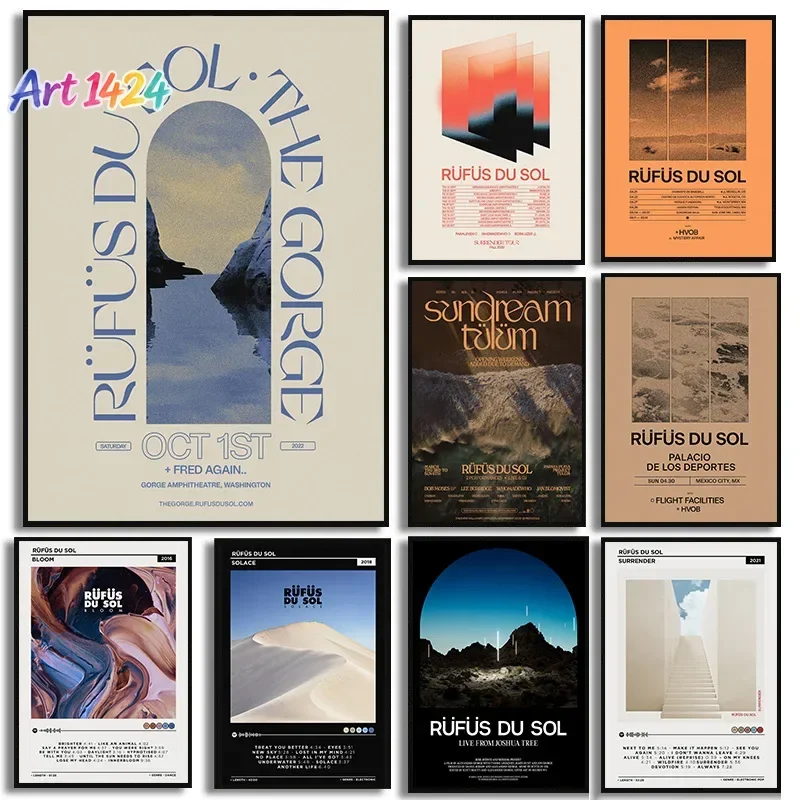 Singer Rufus-Du-Sol Hot Music Albums The Gorge Concert Poster Canvas Painting Wall Art Pictures Home Room Decor Gift