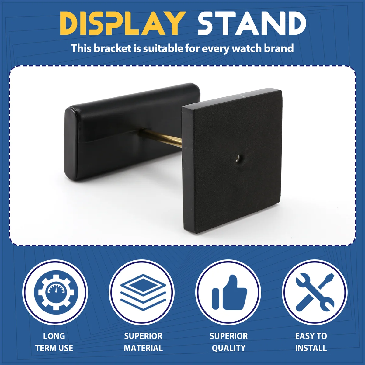 ABKB 검은 대리석 기본 시계 스탠드 골드 금속 막대 디스플레이 소품 팔찌 쥬얼리 길이 배치 스탠드