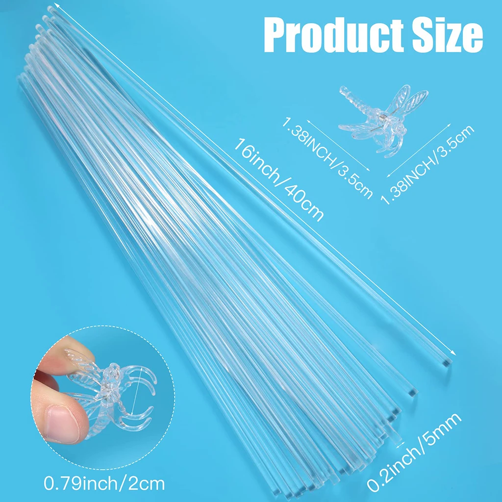 16/18 Inch Plant Stakes Acrylic Plant Stakes Garden Stakes Orchid Stakes,Plant Sticks Plant Support Stakes with 20 PCS Clear Dra