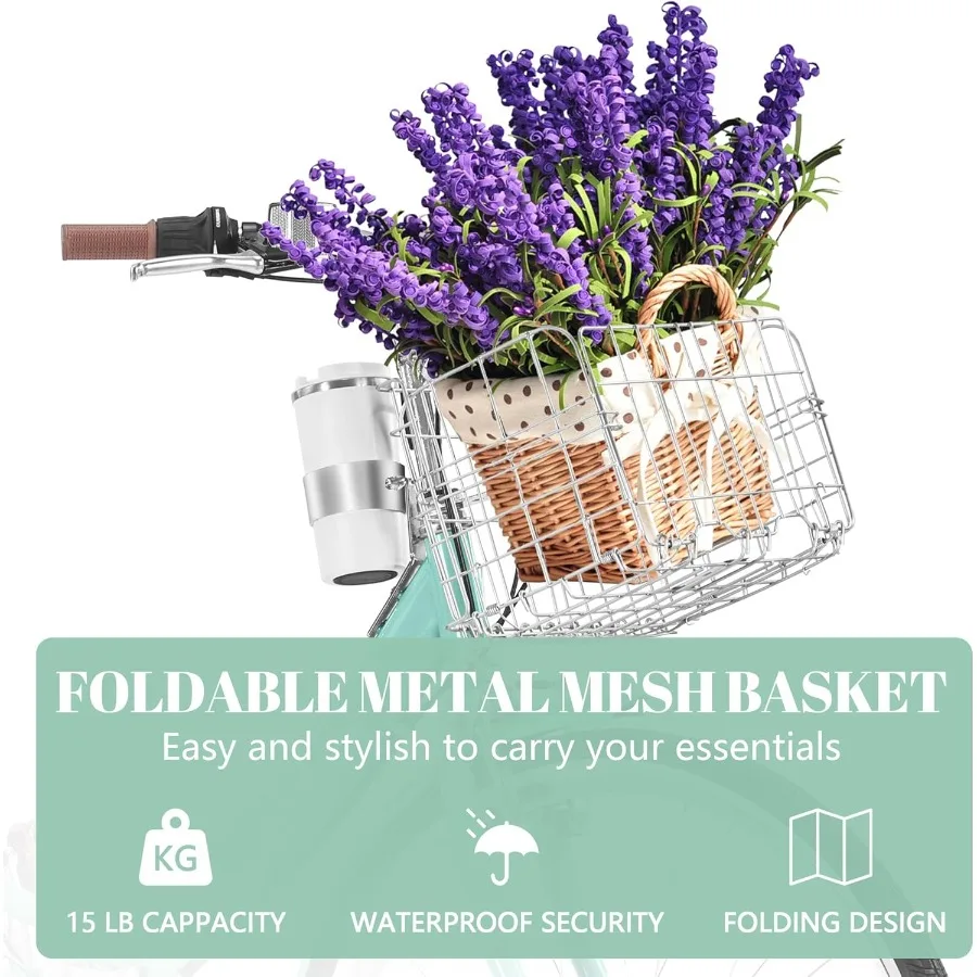 دراجة كروزر الشاطئ للنساء 24 26 بوصة 7 سرعات مع سلة قابلة للطي دراجة حامل فنجان القهوة المزدوج VType الفرامل مقعد قابل للتعديل