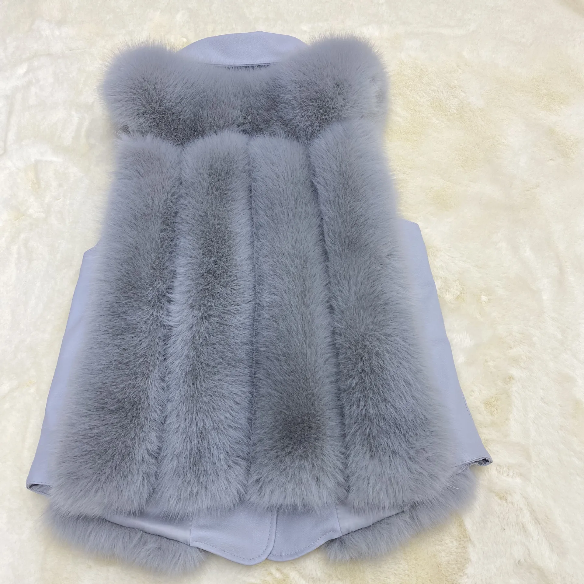 Outono e inverno novo quente casual retalhos feminino imitação de pele de raposa colete de grama