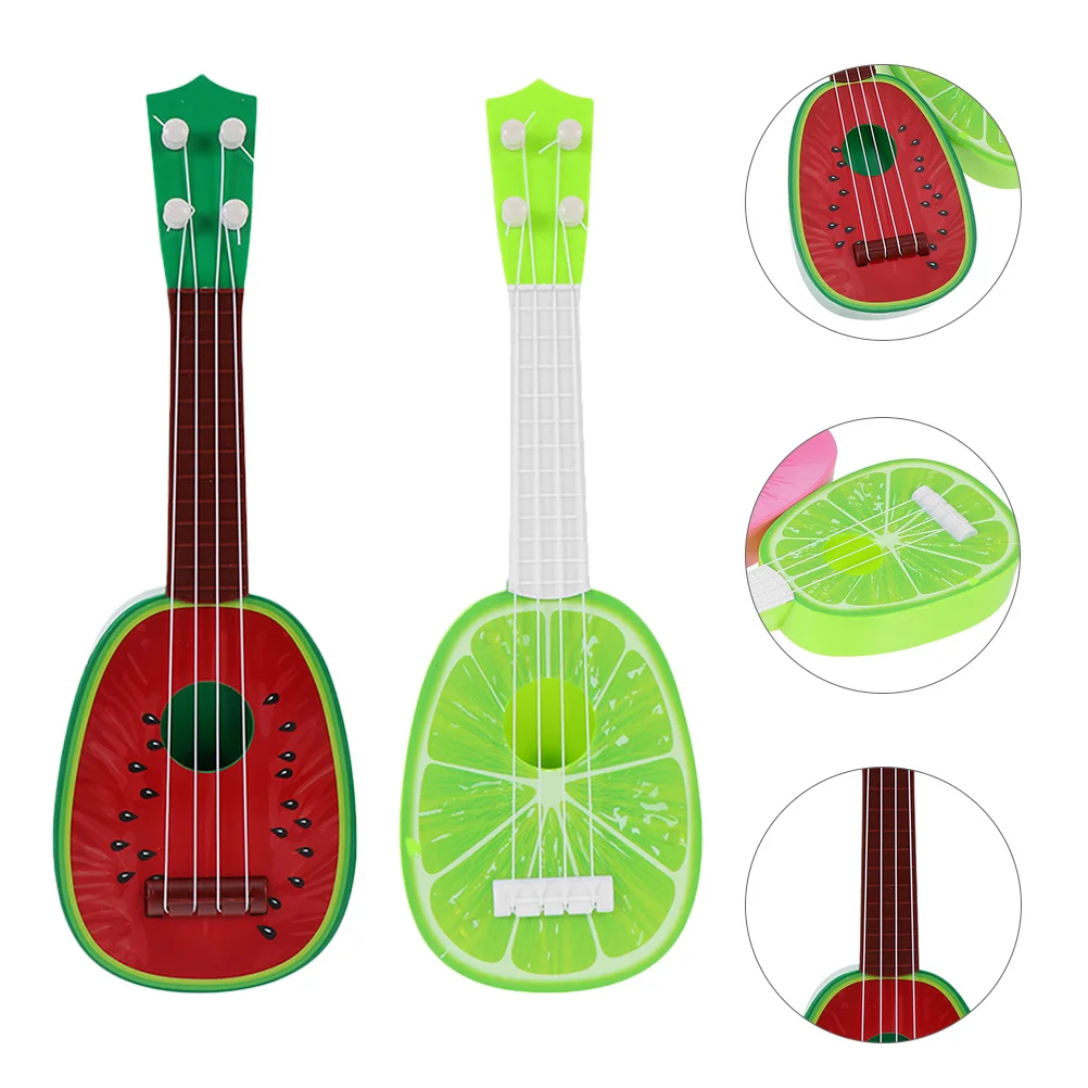 2 pçs música guitarra cordas instrumentos crianças instrumentos musicais de plástico presentes aprendizagem precoce brinquedos guitarra mini brinquedos musicais