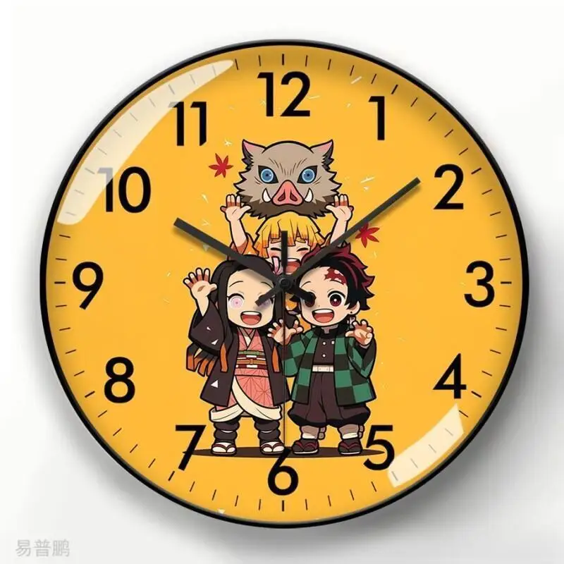 Demon Slayer Anime Cartoon Wall Clock Nezuko Kamado Peripheral Goods Quartz Clock Silent Exquisite Home Decoration Birthday Gift