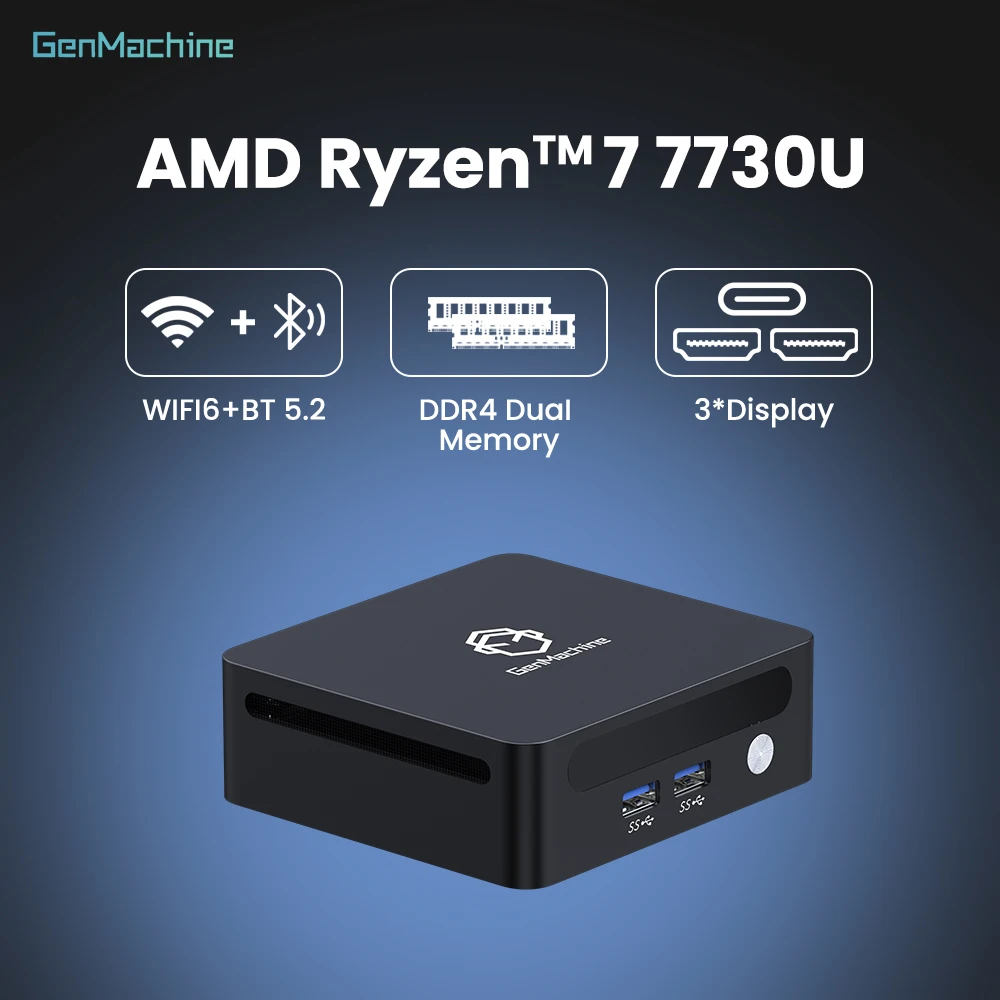 6C/12T 4.5GHz Perfect for Streaming & Work Diy Pc Mini Pc Gamer Genmachine AMD Ryzen 7 7730U Mini Pc Windows 11 Ryzen Desktop