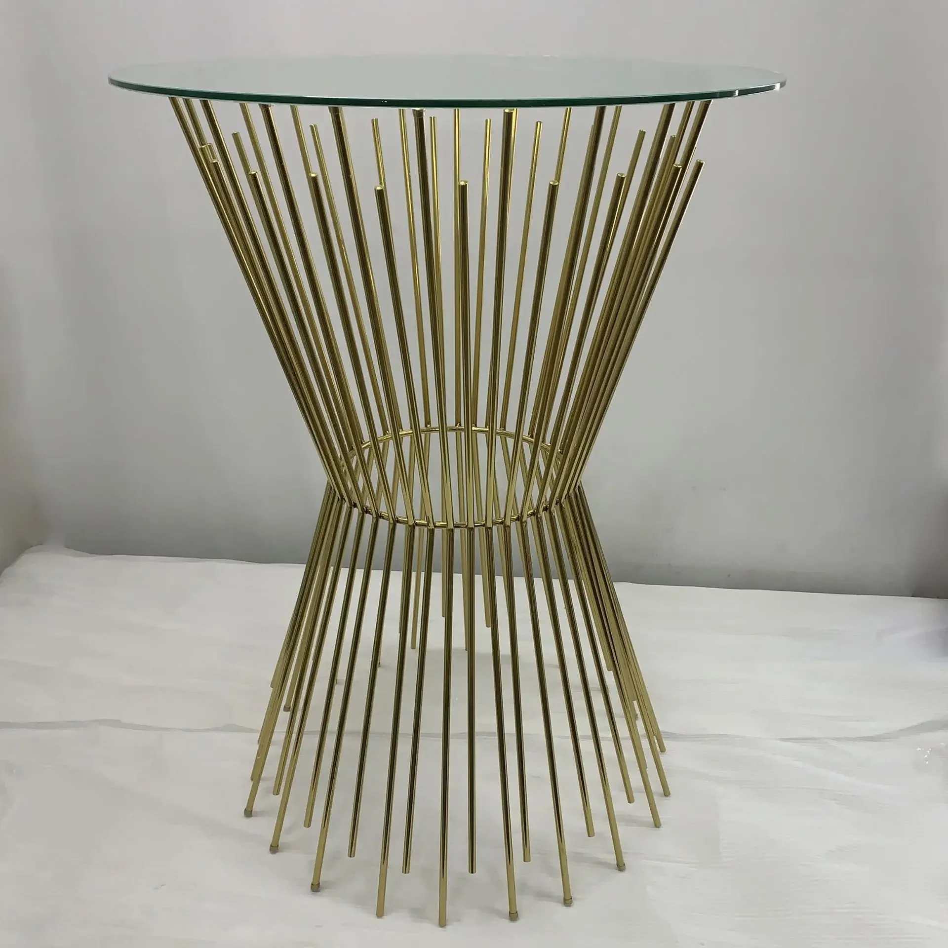 

American light luxury stainless steel titanium long and short tube coffee table/hotel/bar villa model light luxury room cocktail