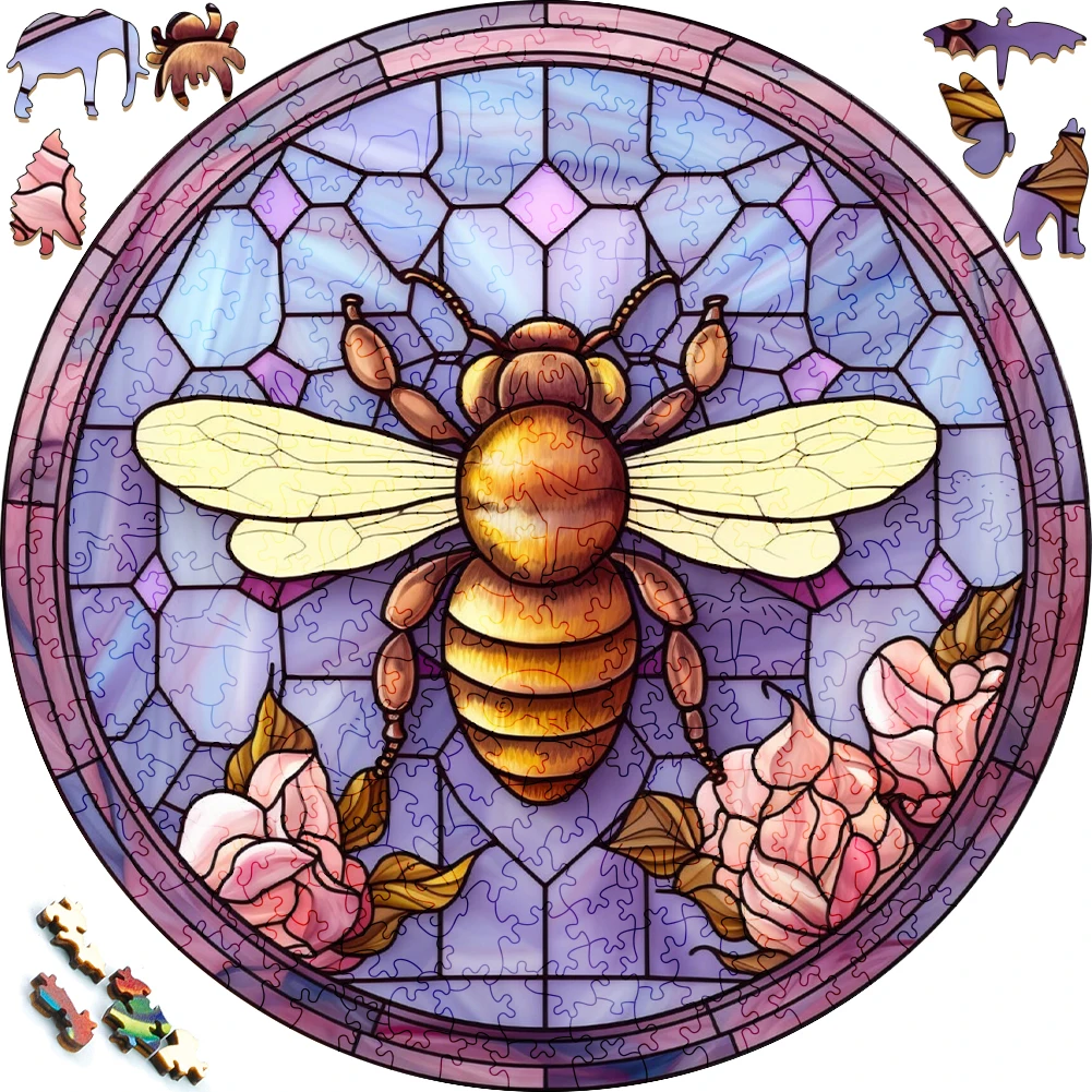 

Mysterious Wooden Puzzle Painted Bee Funny Toy Animal Wood Puzzles Smart Games Round Shaped Jigsaw Puzzle Best Gift For Adults