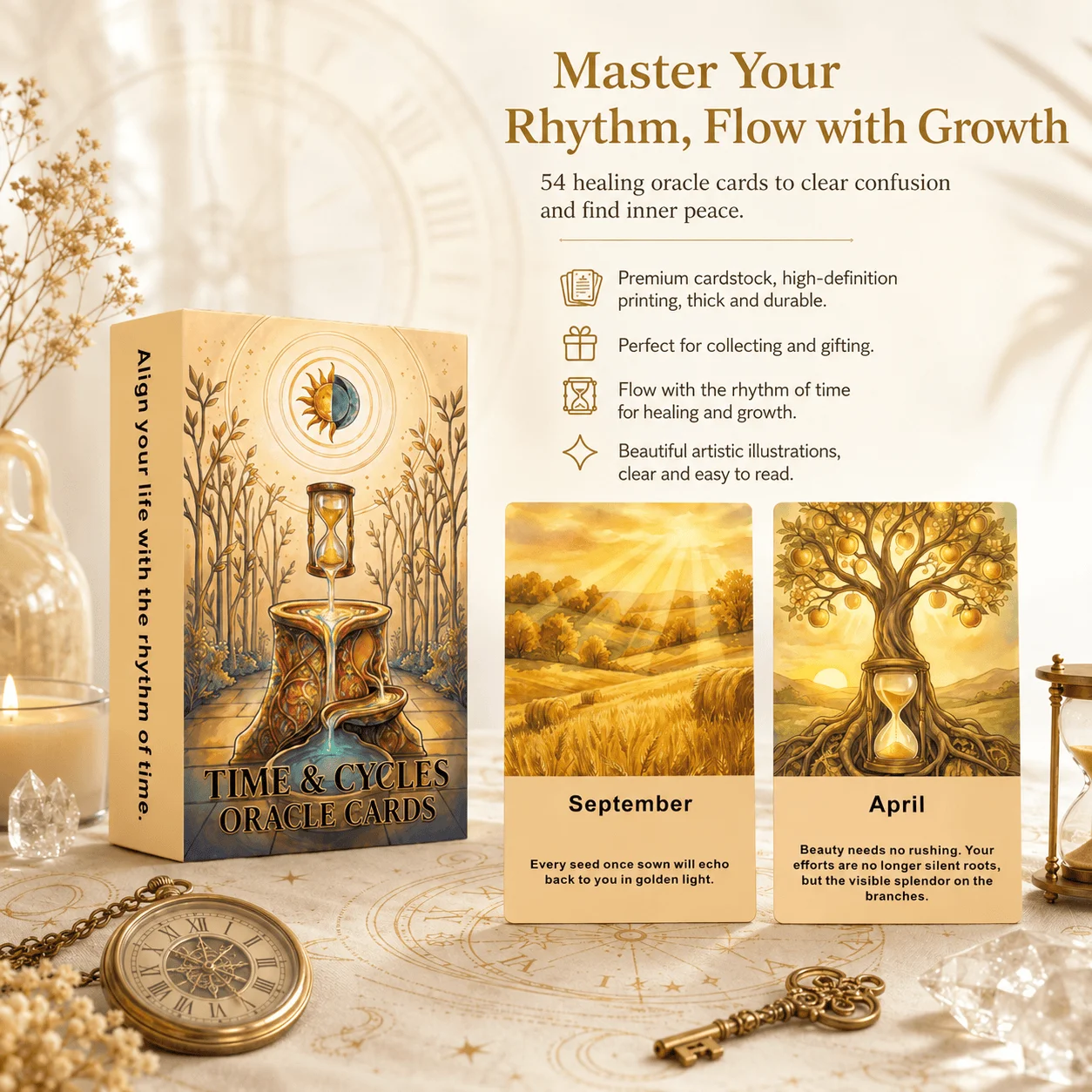 Cartes Oracle anglaises, 54 pièces, divination du temps et des cycles, méditation spirituelle européenne, cadeau spirituel, jeu de tarot