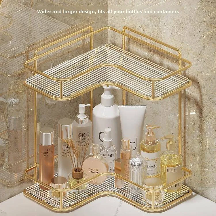 Acrylic Bathroom Storage Rack Lightweight  Table Washing Hand Turning Face Metal Material Bathroom Organizer