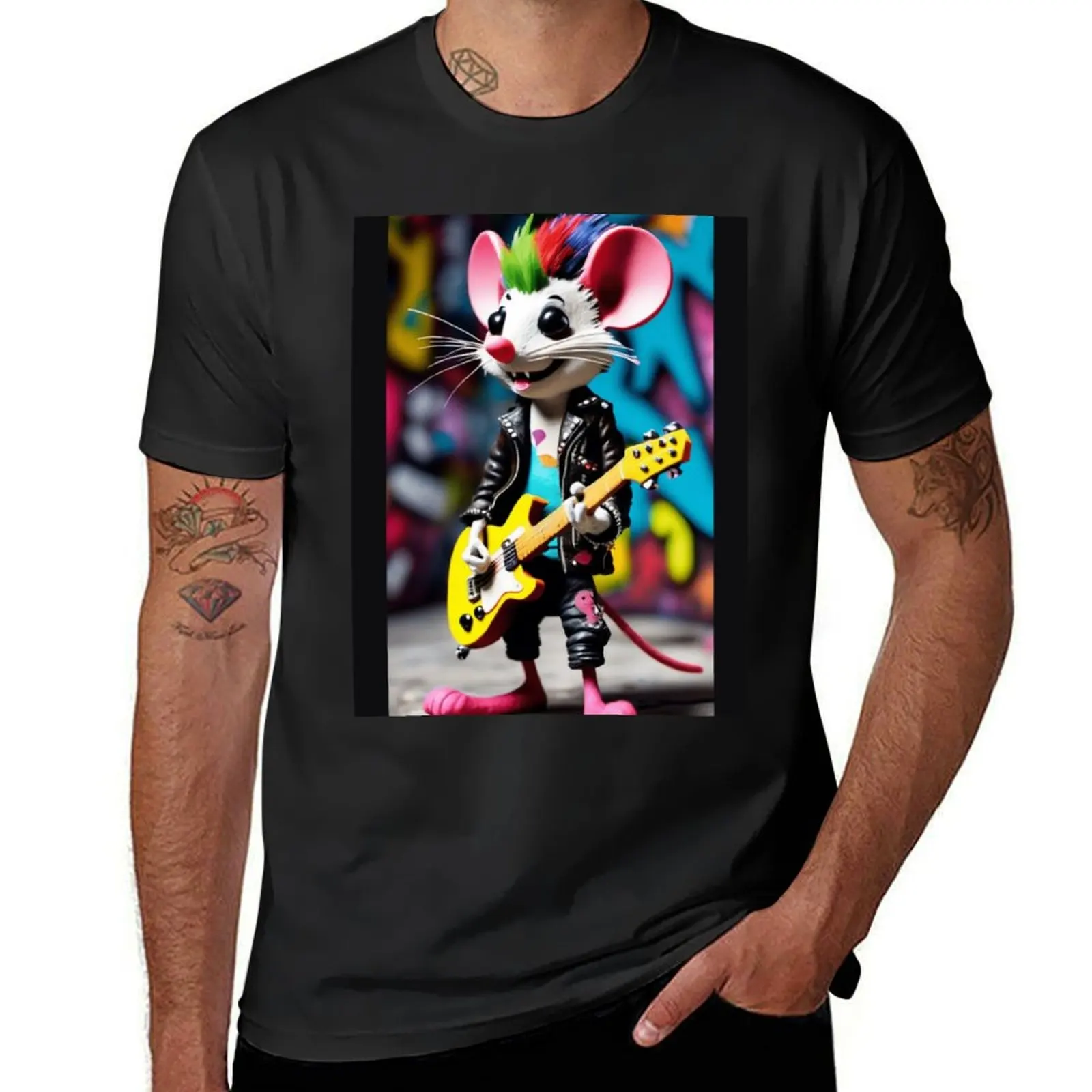 Rock Mouse Jamie T-Shirt vintage clothes customizeds kawaii clothes fruit of the loom mens t shirts