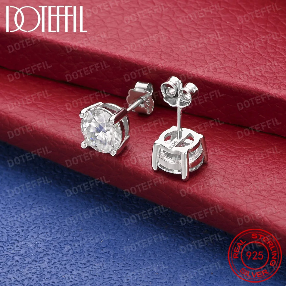 925 Sterling Silver Moissanite Stud Earring D Color 0.1-2CT With GRA Diamond Test For Women Wedding Party Jewelry