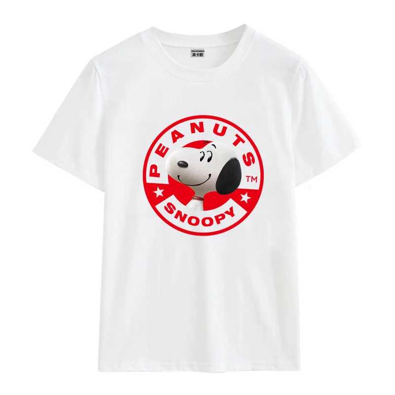 Uniqlo co-branded Snoopy Men T-Shirt Summer Cartoon Graphic Cotton Short Sleeve T-Shirt Women Tops Casual Street Man Clothing