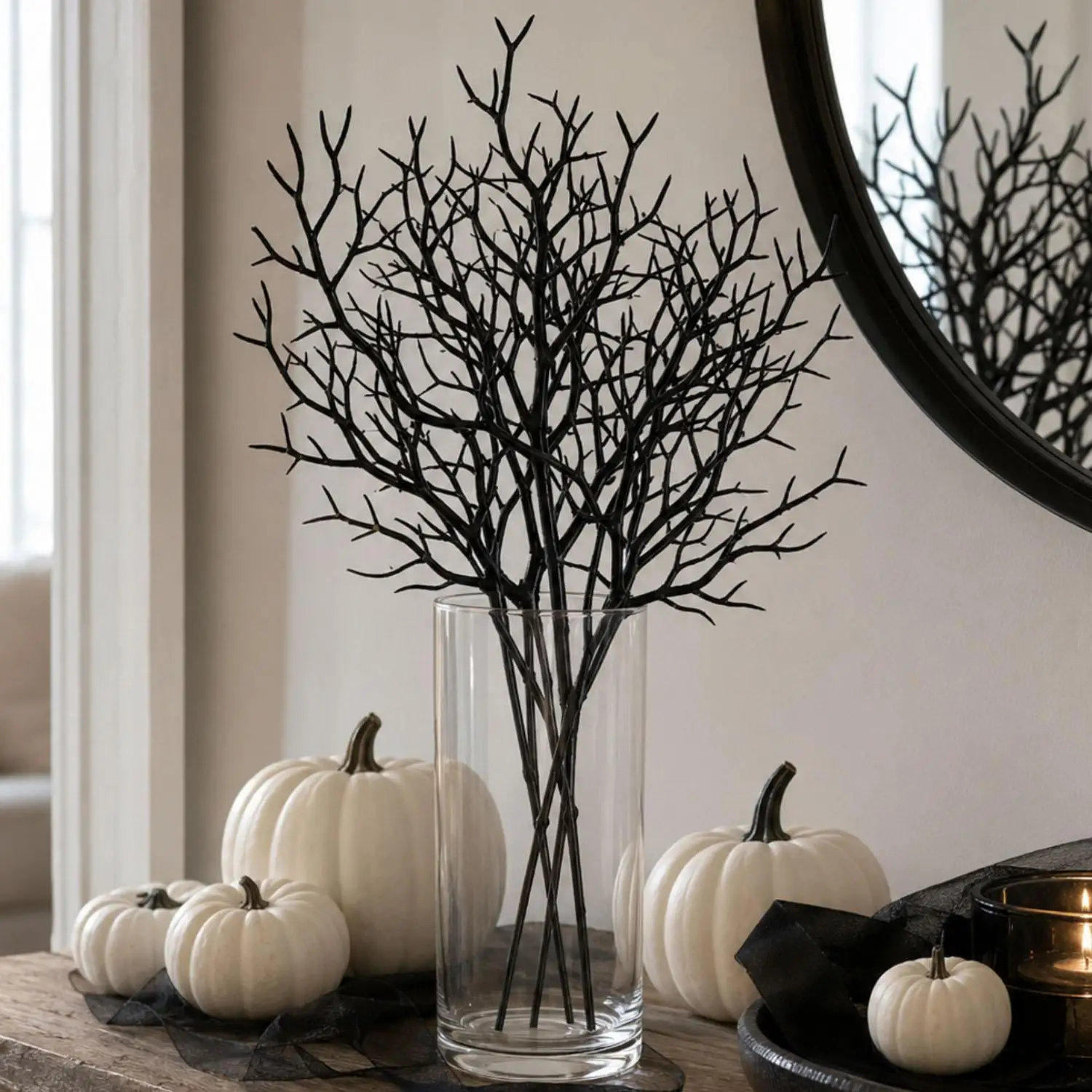 5/30PCS Halloween Artificial Dead Branch Dining Table Vase Decoration Plastic Black Withered Branches Floral Arrangements