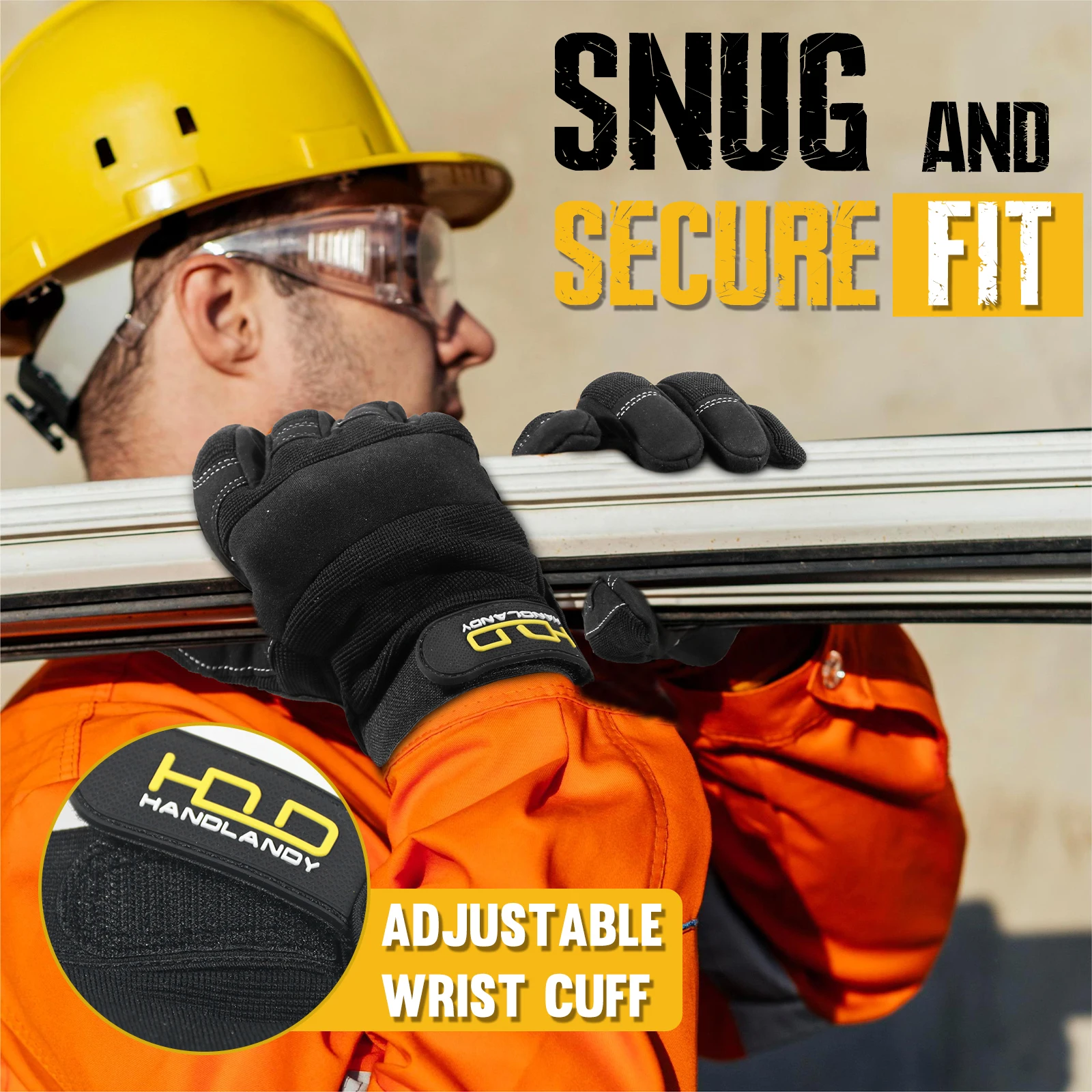 남성 및 여성을 위한 HANDLANDY 작업 장갑, 유틸리티 정비사 작업 장갑 터치 스크린, 유연한 마당 작업 장갑