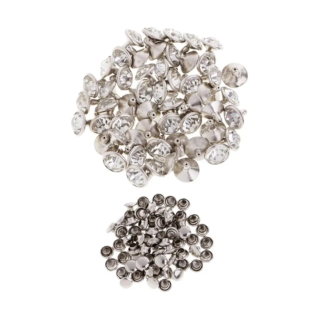 Leather Rivets 10mm Elegant Rhinestone Seamless Buttons Metal Studs Decorative Rivet for DIY Clothes Shoes