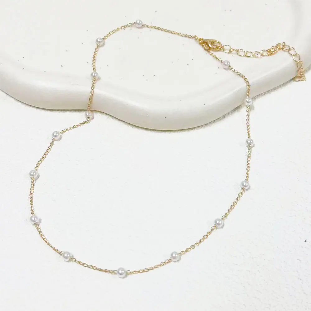 New Beads Women's Neck Chain Kpop Pearl Choker Necklace Gold Color Goth Chocker Jewelry On The Neck Pendant 2026 Collar For Girl