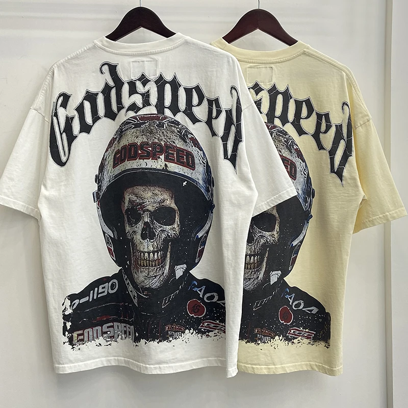 

Футболка свободного кроя в американском уличном стиле с принтом черепа, короткий рукав, летняя повседневная модель с круглым вырезом для пар, для танцев