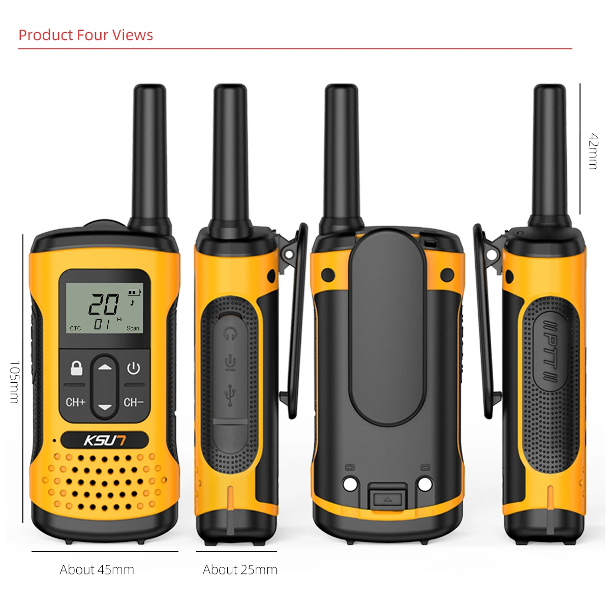 KSUT GZ32PLUS FRS/PMR Walkie Talkie Children Radio 2pcs Type C Charging Portable Rechargable Two way Radio Wireless Device