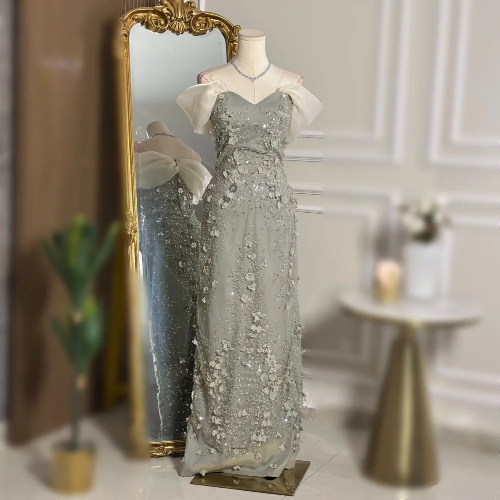 

Customized Elegant Glitter Applique Off-the-shoulder Trumpet Long Dresses Luxury Evening Dress Bespoke Occasion Wedding Party