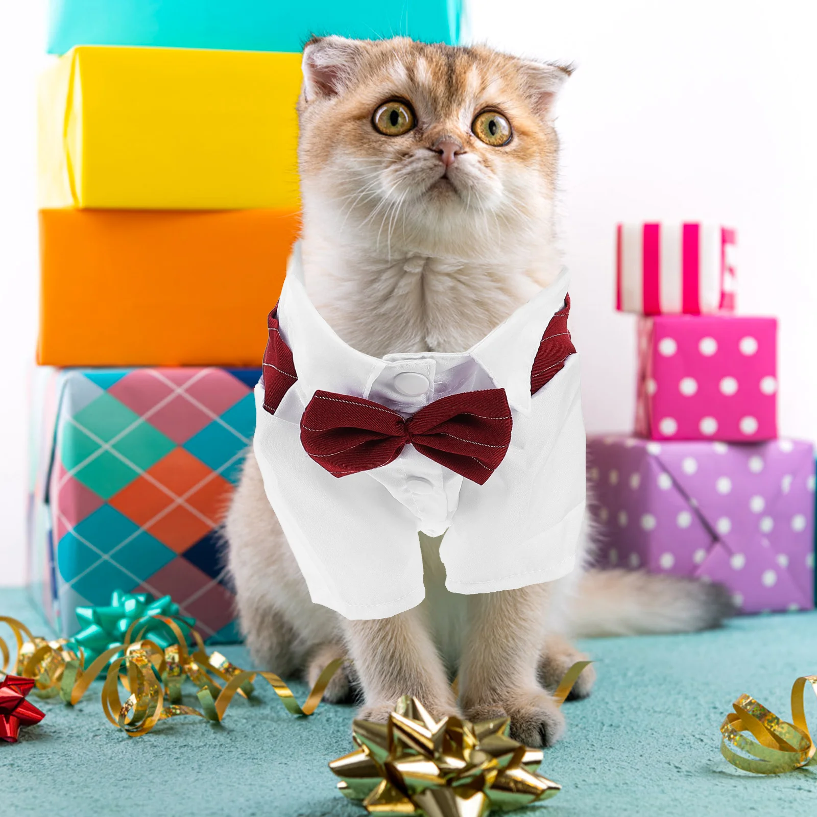 

Fashion Pet Costume Outfits for Dogs Cats Adorable Lightweight Washable Clothes Scarf Shirt Blue Medium Suits Tuxedo Wedding