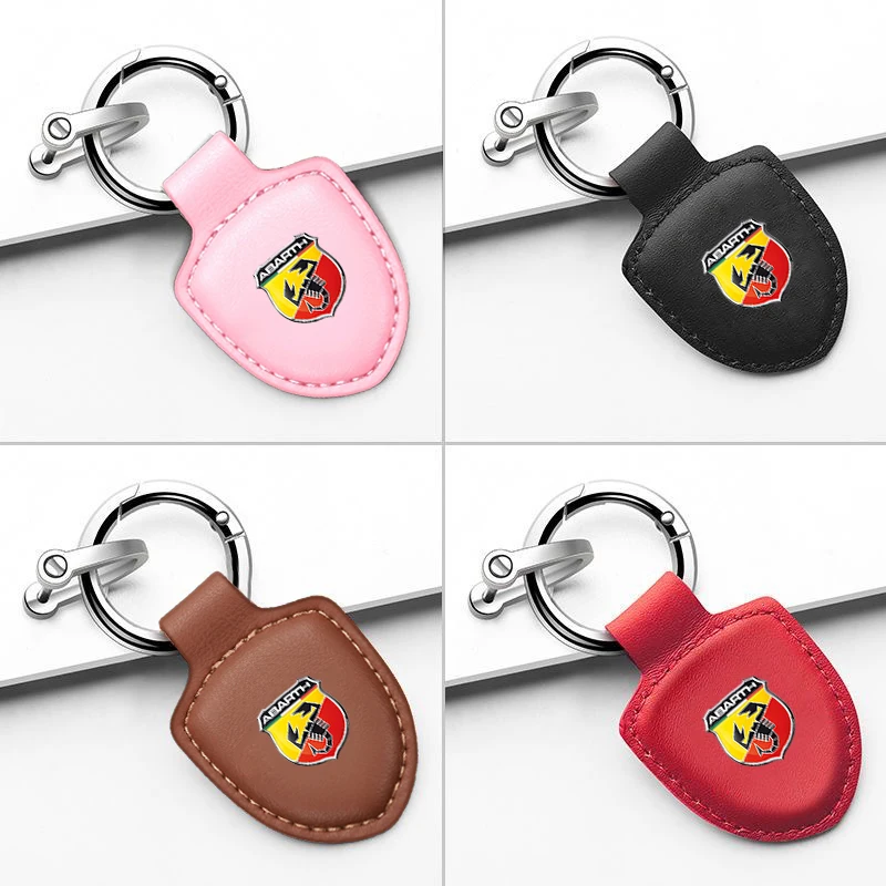 Mode PU Leder Auto Schlüsselbund Schlüssel Dekoration Ring Anti-Verlust Anhänger Für Fiat Abarth 500 595 124, Spinne Ducato Panda Tipo Bravo