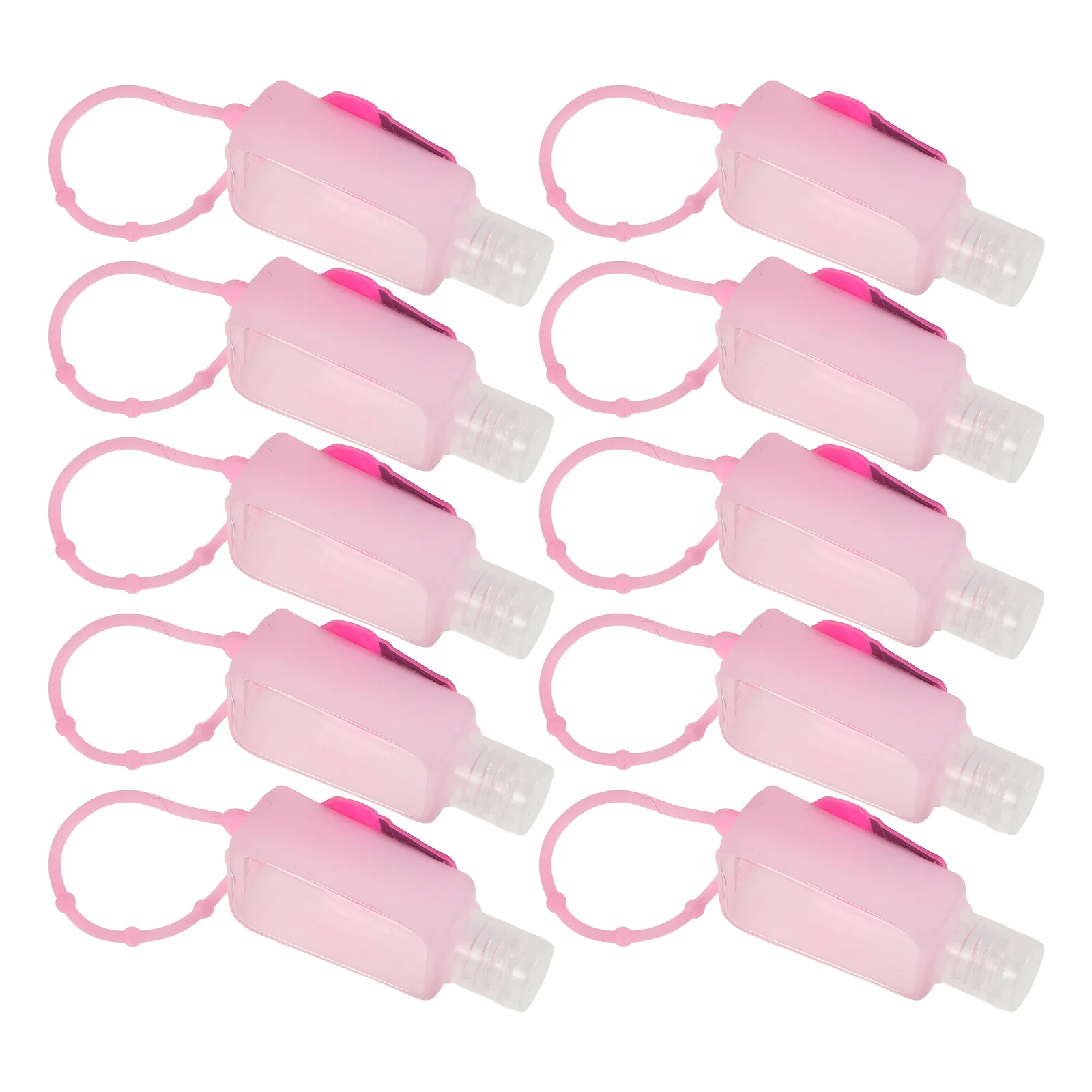 

10pcs 30Ml Silicone Travel Keychain Bottle Refillable Portable Empty Hand Bottle For Essential Oil Skin Care Gel With Removable