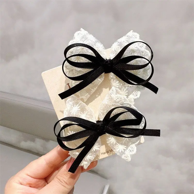 New Lace Bow Headpiece with Little Girl's Temperament, Lace Hair Clip Heavy Handmade High-end Headpiece Hair Clip