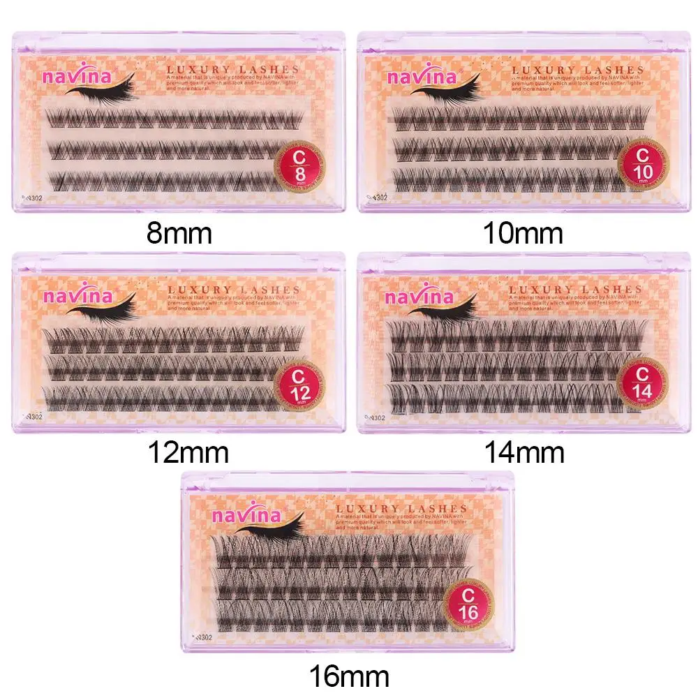 42 클러스터/박스 0.07 두께 인조 속눈썹 C 컬 자연스러운 롱 인조 밍크 헤어 매듭/무매듭 수제 아이 메이크업 도구