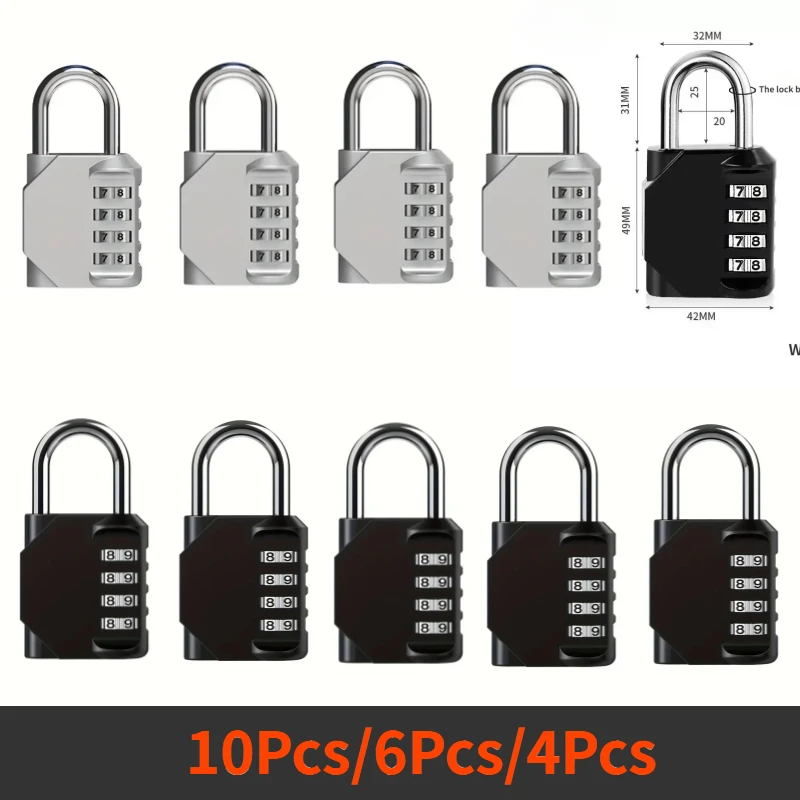 4-digit Combination Padlock Waterproof Outdoor Door Lock Suitcase Cabinet Locker Window Gym Hardware Furniture Anti-theft Lock