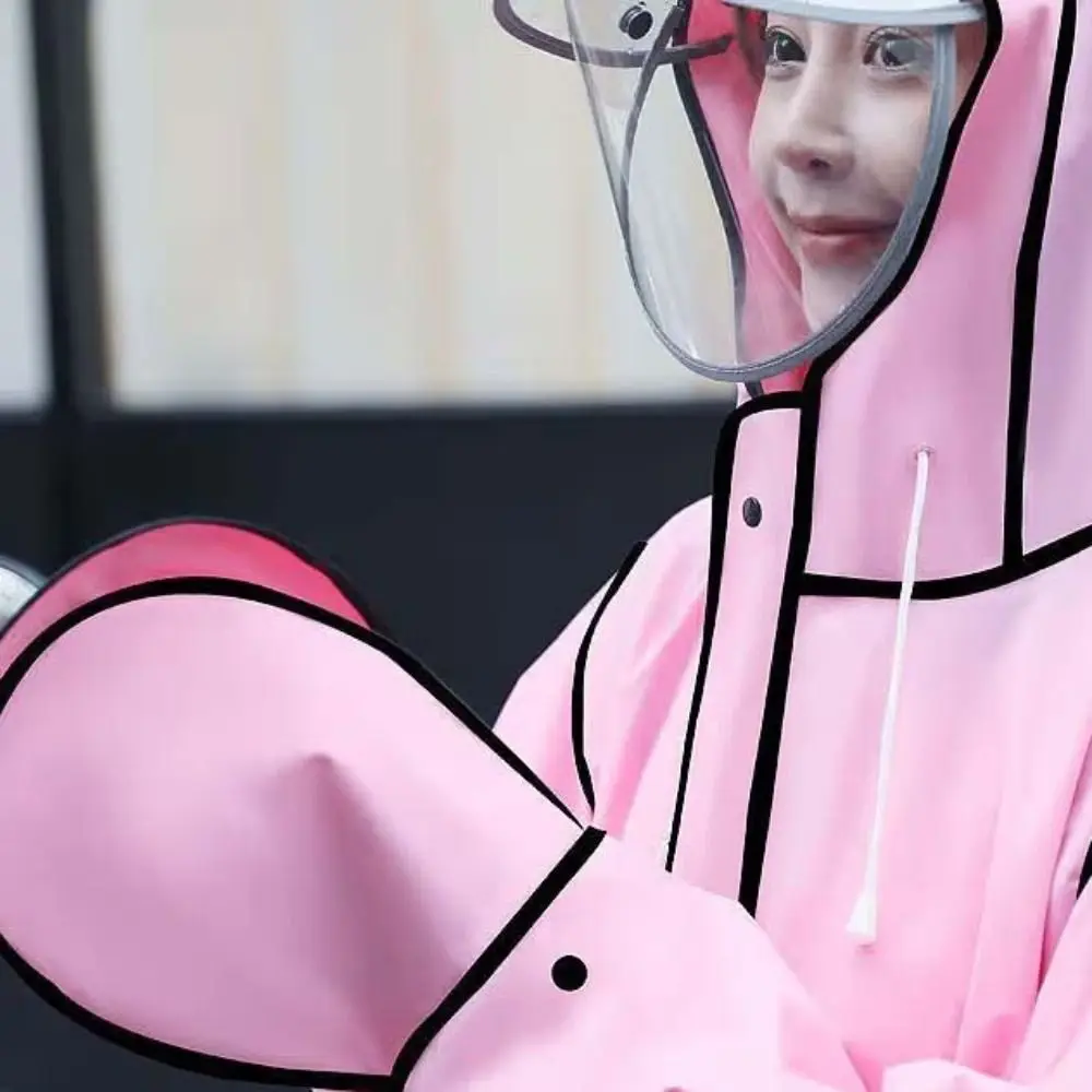 

Waterproof EVA Long Raincoat Electric Scooter Thick Hooded Rain Jacket Zipper Reusable Motorcycle Raincoat Adults