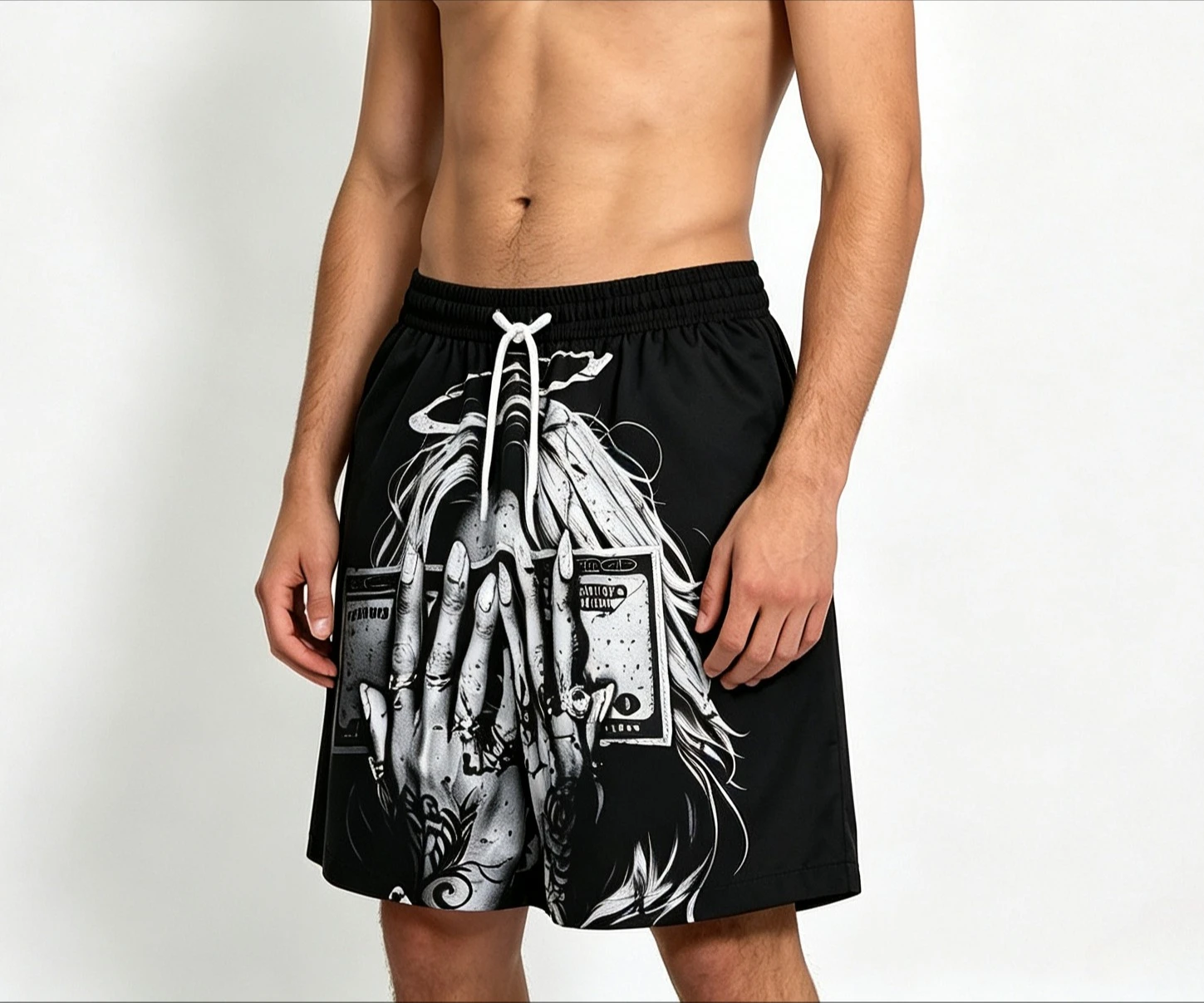Fashion Trend Printed Men's Shorts Unique Artistic Design Pattern Shorts Athletic Breathable Outdoor Sports Training Shorts Moto