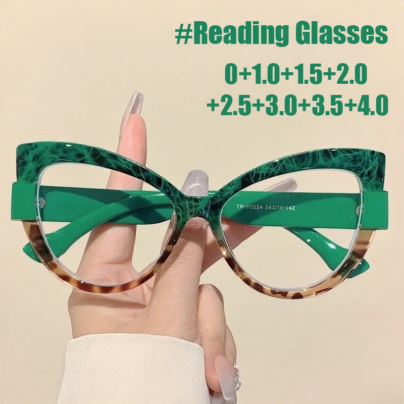 

Personalised Colour Blocking Cat Eye Large Frame Reading Glasses Woman Fashion Design Gradient Frame Senior Sense Men's Glasses