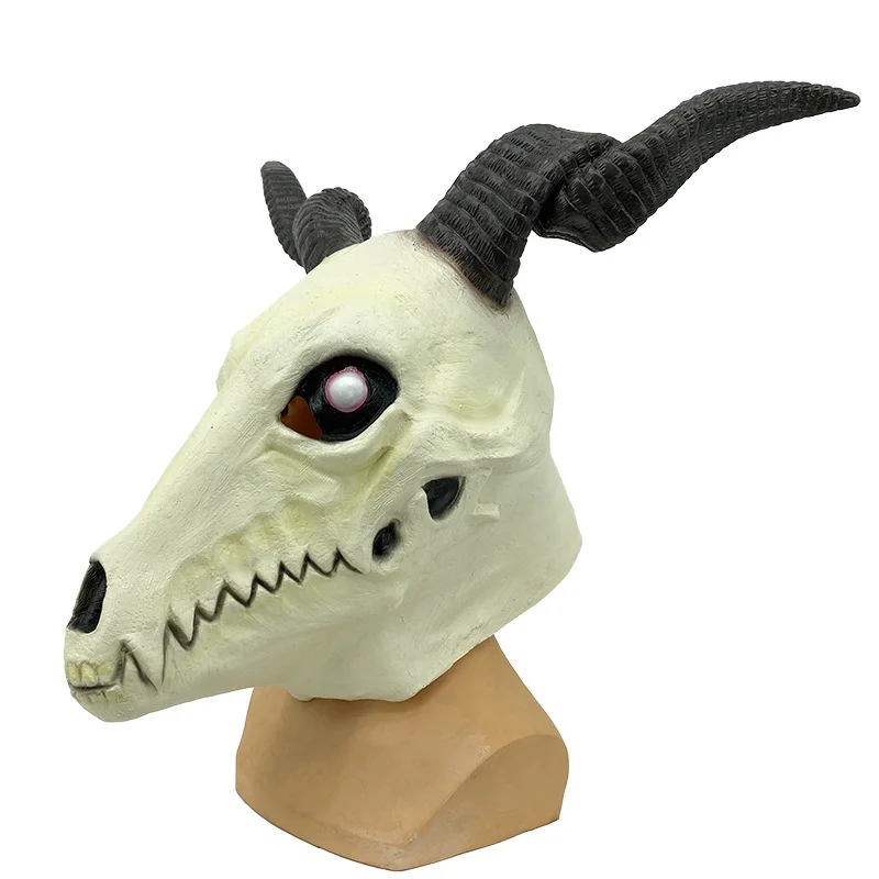 Ziegenkopf-Schädelmaske Widderhörner Tierschädel-Kostümmaske Dämon Teufel Böse Maske Cosplay Halloween Deko-Requisite ﻿ – Detail 2